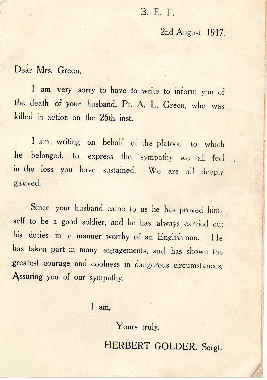 Albert Green 1917