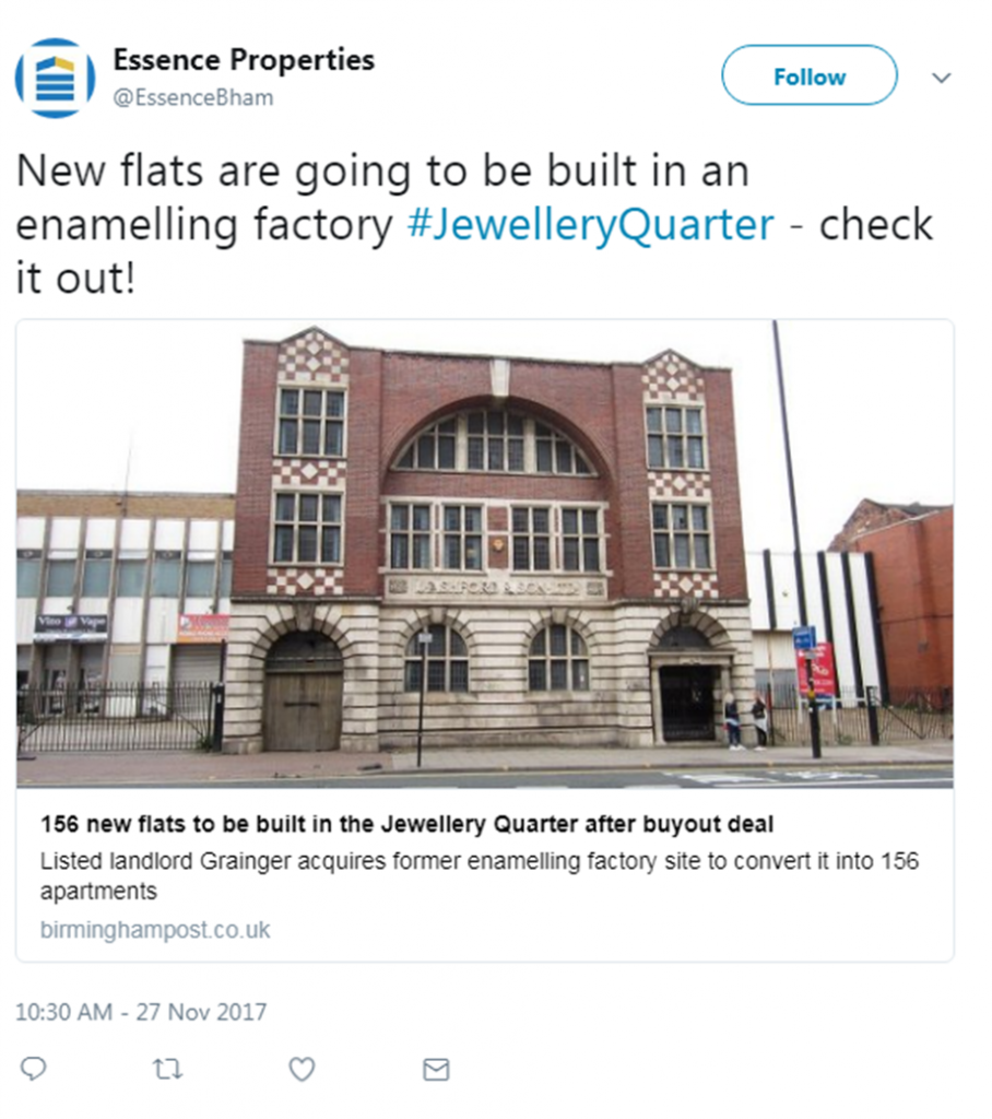 new flats Birmingham Jewellery Quarter